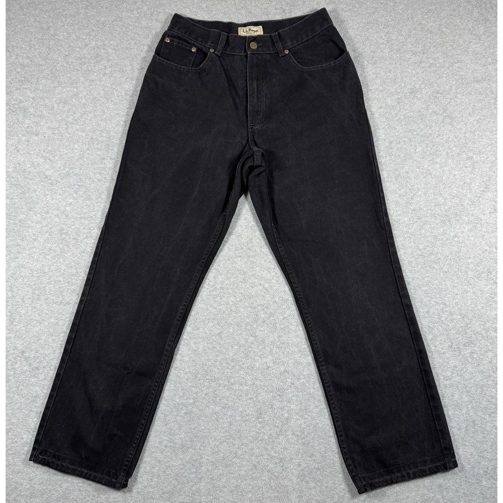 L.L.Bean Original Fit Jeans Size 10 Regular Black Straight Leg Denim Women's
